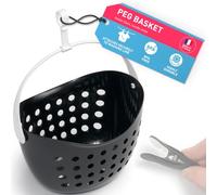 culiclean Peg Basket for Clothes Pegs for Washing Line/Laundry Pegs 1 Basket black with white Handle, with Hanger, Alternative to Peg Bag