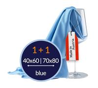 culiclean Polishing Cloths for Wine Glasses, Blue, Pro Set 40x60+70x80 cm | Glass Cloths for Windows, Mirrors and Glassware, Streak-Free, No Lint, No Scratches, Professional Hospitality Quality