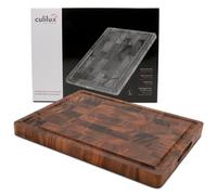 CULILUX® Gourmet Chopping Board L End Wood Walnut 2-Sided 40 x 30 x 3 cm with Juice Groove Antiseptic End Grain Wood Walnut Wood Board as Chopping Board and for Serving