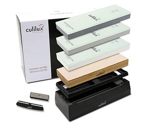 CULILUX® Pro Whetstone Professional Set Glass Stones XL Grits 400 1000 6000 Double-Sided Leather Stripping Bench Non-Slip Sharpening Stone with Silicone Holder Whetstone Sharpening Aid Dressing Stone