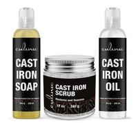 Culina Supreme Cast Iron Care Set: Restoring Scrub, Cleaning Soap & Conditioning Oil | Best for Cleaning Care, Washing & Restoring | 100% Plant-Based | for Cast Iron Cookware, Skillets, Pans & Grills!