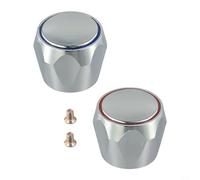 CulinaBlend 2Pcs Faucet Replacement Hot and Cold Handle Knob Tap Top Head Covers Metal Chrome Plated for Kitchen Bathroom