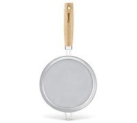 Culinare Naturals Sieve, Sustainable Bamboo/Stainless Steel, 33 cm x 16 cm, Kitchen Food Strainer Utensil/Tool, Fine Mesh Metal, Not Dishwasher Safe