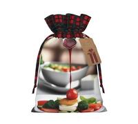 Culinary Bliss Holiday Printed Drawstring Pouch S, Lightweight Drawstring Bag For Storage And Wrapping