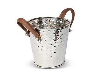 Culinary Concepts French Fleur wine cooler with leather handle Stainless steel