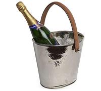 Culinary Concepts Hammered Effect Leather Handled Wine Cooler - Wine and Champagne Bucket, Drinks Pail, Wine Cooler