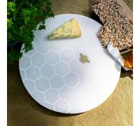 Culinary Concepts London Laser Etched Round Marble Cheese Board with Brass Bee