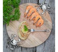 Culinary Concepts London Round Wooden Serving Board with Crab Design