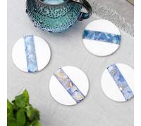 Culinary Concepts London Set of Four White Marble and Blue Agate Coasters