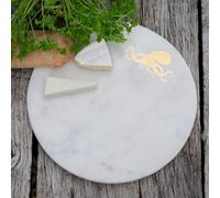 Culinary Concepts London White Marble Round Cheeseboard with Brass Octopus Design