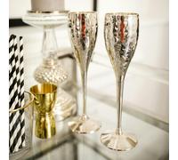 Culinary Concepts Pair of Silver-Plated Hammered Champagne Goblets