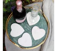 Culinary Concepts Set of 4 Heart Shaped Marble Coasters