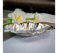 Culinary Concepts Small Capri Leaf Design Trinket Dish - Silver Finish
