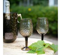 Culinary Concepts Smoked Hammered Cut Glass Wine Glasses - Set of Two