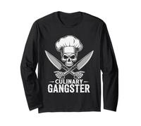 Culinary Gangster Chef Skull Cooking Design Long Sleeve T-Shirt