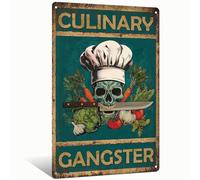 Culinary Gangster Retro Metal Sign Gift For Chef Gift For Cooking Lover Kitchen Funny Vintage Tin Sign Funny Wall Art Home Bar Cafe Garage Home 8 X 12 Inch (25130)