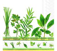 Culinary Herbs White Chives Parsley Tarragon Coriander Basil IHR Paper Lunch Napkins 20 in Pack 3 ply 33 cm Square