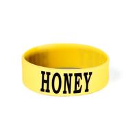 Culinary ID Bands "HONEY" Bottle Label, Food Grade Silicone Band for 12 oz Squeeze Bottles, Clear Printed Text, Reusable Kitchen ID Tag, Improves Efficiency and Safety