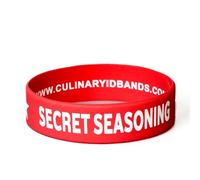 Culinary ID Bands "Secret Seasoning Silicone Label Band for 16, 20, and 24 oz. Squeeze Bottle - Ideal for Use with Standard and Wide Mouth Squeeze and Sauce Bottles, Durable and Stretchable, Red