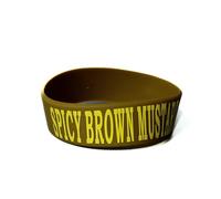 Culinary ID Bands "SPICY BROWN MUSTARD Bottle Label, Food Grade Silicone Band for 12 oz Squeeze Bottles, Clear Printed Text, Reusable Kitchen ID Tag, Improves Efficiency and Safety