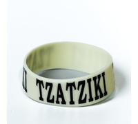 Culinary ID Bands TZATZIKI Bottle Label, Food Grade Silicone Band for 12 oz Squeeze Bottles, Clear Printed Text, Reusable Kitchen ID Tag, Improves Efficiency and Safety