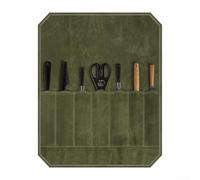 Culinary Traveler's Waxed Canvas Cutter Roll Bag with Ample Storage Space and Easy Carry Features (Army Green)