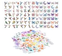 Culinavog 150 PCS Flower Stickers for Scrapbooking, Transparent Stickers Waterproof, Floral, Butterfly, Hummingbird PET Decals, Journal Sticker for Adult Scrapbooking, DIY Crafts, Laptop, Glass