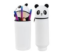 Culinavog 2-in-1 Silicone Panda Pencil Case, Soft BPA-Free Stand Up Pen Holder, Cute Kawaii Zipper Pouch for Kids, School, Office - Expandable from 19cm to 22cm (B)
