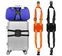 Culinavog 2 Pack Luggage Straps, Travel Suitcase Belts Adjustable Heavy Duty, Packing Straps Personalised Security Universal, Travel Accessories Set Elastic Black and Orange