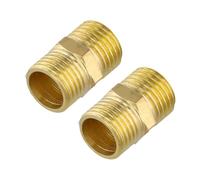 Culinavog 2 Pcs 1/2" Male BSP Thread Brass Pipe Connector, Brass Pipe Fitting Adapter, Double Nipple 1/2 Inch Threaded Fittings, Straight Pipe Hex Fitting for Pipe Connecting Conversion, Garden (1/2)