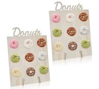 Culinavog 2 Pcs Wooden Donut Wall Display Stand, Holds 9 Doughnuts Each, Reusable Rustic Doughnut Holder for Wedding, Birthday, Baby Shower, Party Table Décor - Easy to Assemble (Rectangle)