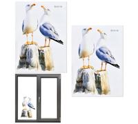 Culinavog 2 Seagull Clear Window Sticker, Anti Collision Bird Strike Window Stickers, Unique Double Sided Print Decals Glass Door, Alert Bird Window Decals, Beautiful Static Cling Window Stickers