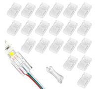 Culinavog 22 Pack LED Strip Light Connectors, 4 Pin 10mm Led Connectors, Includes LEDs Strip Light Clip Pry Tool, LEDs Strip Connector for Unwired Gapless Track Lighting, 5630 5050 - Transparent