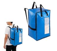 Culinavog 2PCS Backpack Moving Bag, Large Storage Bags with Lid and Zips, Tear-Resistant Reusable with Handle and Backpack Straps Transparent Window for Clothing Storage Packing 60x 40x 30CM (Blue)