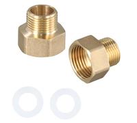 Culinavog 2PCS Brass Pipe Fitting Adapter, Reducer 1/2 Inch to 3/8 Inch Brass, AG/IG Reducer with Rubber Seal, for Pipe Connections, reducing Nipple for Water, Gas, Garden