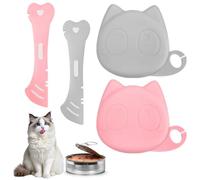 Culinavog 2Pcs Pet Food Can Supplies Set - 2 Silicone Cat Can Lids and 2 Wet Food Spoons - Fits 6.5/7.5/8.5 cm Cans - Reusable for Pet Pantry, Meal Portioning, Travel Feeding