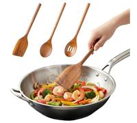 Culinavog 3-Piece Set Wooden Spoons for Cooking, Comprising Drainage Ladle, Spatula and Spoon, Wooden Spoon for Nonstick Pans & Cookware, Non-Scratch, Heat Resistant, Comfortable Grip