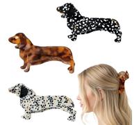 Culinavog 3PCS Hair Claw Clips, Small Claw Clips for Women, Plastic Dog Design Grips for Fine Thin Hair, Cute Mini Accessories for Girls Ladies Hairstyles