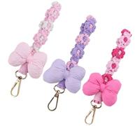 Culinavog 3PCS Woven Daisy Phone Lanyard, Butterfly Flower Phone Charm, Daisy Cute Wristlet Keychain Strap, Handmade Macrame Mobile Phone Lanyard for Women Purse Making Supplies Rose Pink Purple