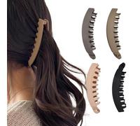 Culinavog 4 Pcs Frosted Banana Hair Clips - Strong Hold Retro Claw Clips for Thick and Fine Hair, Non-Slip Matte Plastic Hair Accessories for Women and Girls (Colourful)