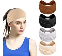 Culinavog 4 Pcs Headbands for Women's Hair, Wide Hair Bands for Women, Non Slip Women's Turban Head, Hair Accessories for Sweat-Wicking, for Doing Workout, Yoga, Makeup, Running
