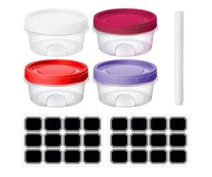 Culinavog 4 Pcs Leak-proof Food Storage Containers, Round Stackable Plastic Food Container Set, Meal Prep containers with lids, Microwave and Dishwasher Safe Use Reusable for School Work Travel