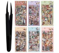 Culinavog 563 Pcs/36 Sheets Scrapbook Stickers, Journal Stickers, Waterproof PET Sticker Sheets, Vintage Stickers Includes Plastic Tweezers for Scrapbook Supplies, Journaling Supplies & DIY Art Craft