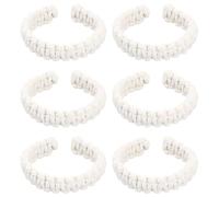 Culinavog 6 Pack Curtain Rope Tiebacks, Boho Hand Knitted Tie Backs, Natural Cotton Rope, Bendable Farmhouse Rustic, Braided Curtain Holdbacks for Window Drapes, Home, Bedroom, Decorative (White)