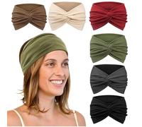 Culinavog 6 Pack Wide Headbands for Women, Elastic Knotted Hair Bands Soft Breathable Head Wraps, Multicolour Boho Fashion Turba, Hair Accessories for Yoga, Workout, Daily Use