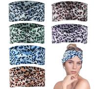 Culinavog 6 Pieces Wide Hair Band Scarfs for Women, Gentle & Soft Fabric Hairbands, Print Leopard Bandanas, Fashion Knotted Head Bands, Fabric Elastic Headband for Yoga Sport Running Daily Styling