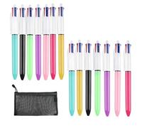Culinavog 7 Colour 14 Retractable Ballpoint Pens, Plastic Comfortable Writing Original 4-in-1 Ballpoint Pens, Smooth Press Coloured Pens All in One for Office School Supplies Journaling Notes