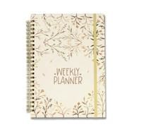 Culinavog Academic Diary 2025-2026, A5 Diary 2025 Week To View, Undated Weekly Planner Notebook, Twin-Wire Binding, Weekly Schedule Organizer For Students & Professionals (Floral Leaves Cover)