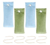 Culinavog Activated Charcoal Air Purifying Bags, 4-Pack 75g Natural Odour Absorber, Reusable Moisture Deodorizer for Home, Car, Wardrobe, Shoes, Bathroom, Closet, Bamboo Carbon Freshener