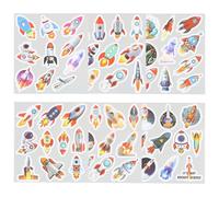 Culinavog Astronaut Space Stickers, Pack of 60 Small Self Adhesive Space Waterproof Stickers, Aesthetic Decals for Laptop, Cute Decals for Water Bottles, Scrapbook, Luggage, Skateboard (Multicolor)